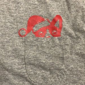 Laugh Out Loud Always Gray Santa cat in pocket t-shirt